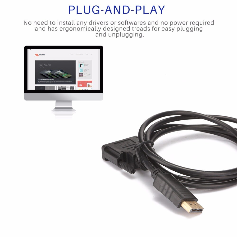 Powstro Display Port 1.8m/6ft Cable 1080P To DVI-D Male Adapter Cable For Lenovo Dell HP ASUS Extend More Desktops And Laptops