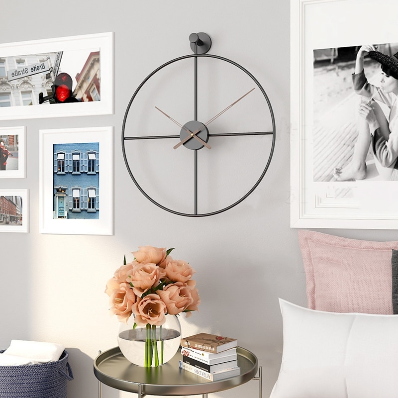 Reloj de pared de estilo nórdico de Metal grande, 40cm, para el hogar, dormitorio, arte del hierro, decoración del hogar