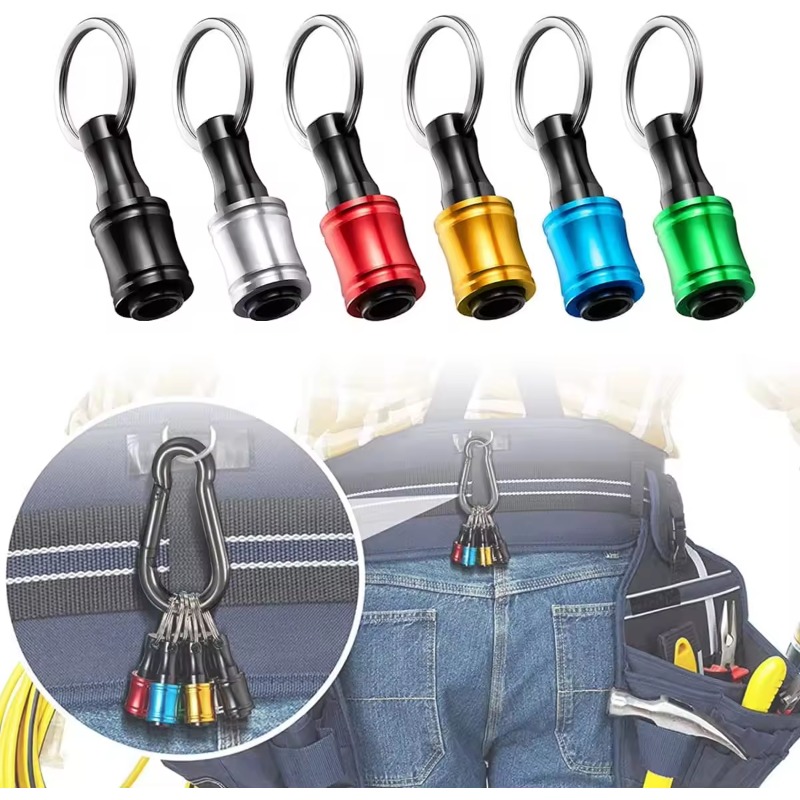 12pc Color Keychain Quick Change Connecting Rod 1/4 Hexagonal Handle Screwdriver Head Quick Release Sleeve Conversion Rod Set