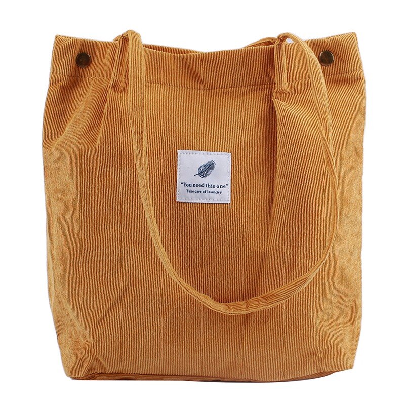 Corduroy leopard print taske damer skulder afslappet tote indkøbspose stor kapacitet håndtasker totes kvinder: 02 gule