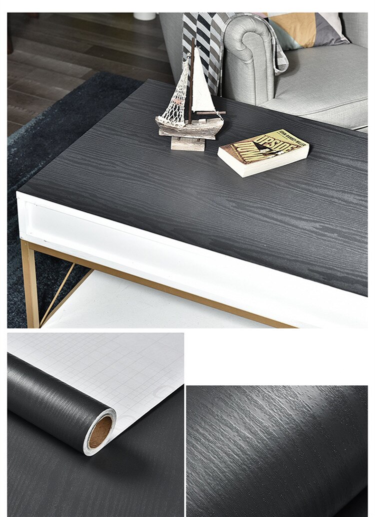 60*100cm Waterproof Wood Vinyl Wallpaper Roll Self Adhesive Contact Paper Doors Cabinet Desktop Furniture Decorative Sticker: Gray