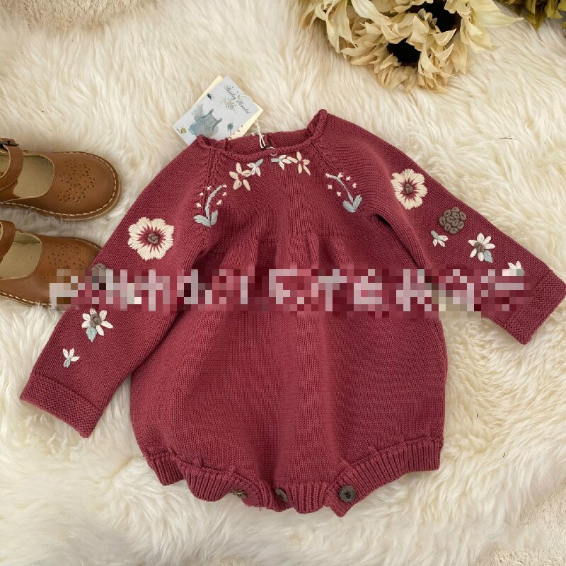Disponibile INS Hot Spring 2021 Cotton Baby maglione Shirley Bredal Series bellissimo pagliaccetto rosso lavorato a maglia