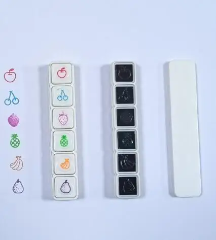 Sellos de almohadilla de tinta de prensa para niños, sellos de recompensa de tinta automática Kawaii, sello para incentivar, manualidades, papelería coreana, suministros de oficina, 6 diseños: Blanco