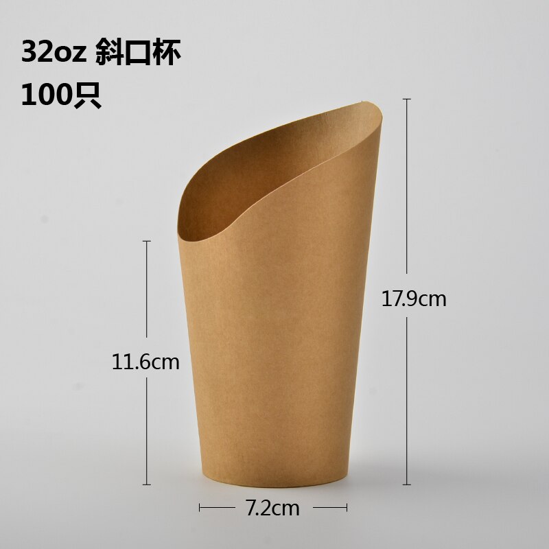 100pcs Kraft paper potato chips box disposable paper bags,french fries cup,food bags,snack packing boxes,Hand holding snack cup: 32oz