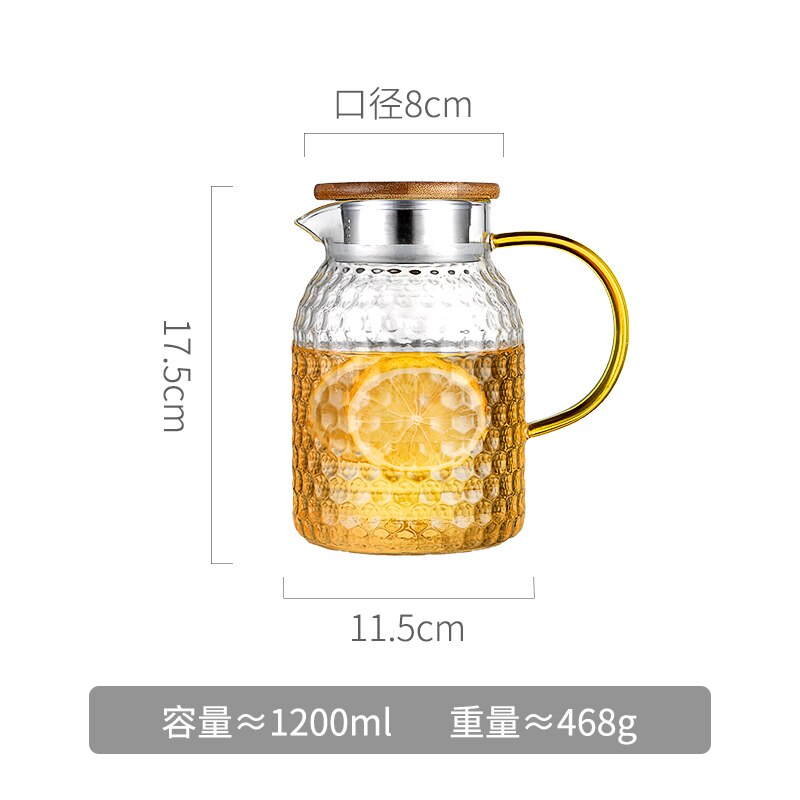 Oneisall water pitcher Glass Water Pot 1500Ml Heat Resistant Water Jug and glass set Square Kettle Boiling For Tea Home chaleira: 1200ml