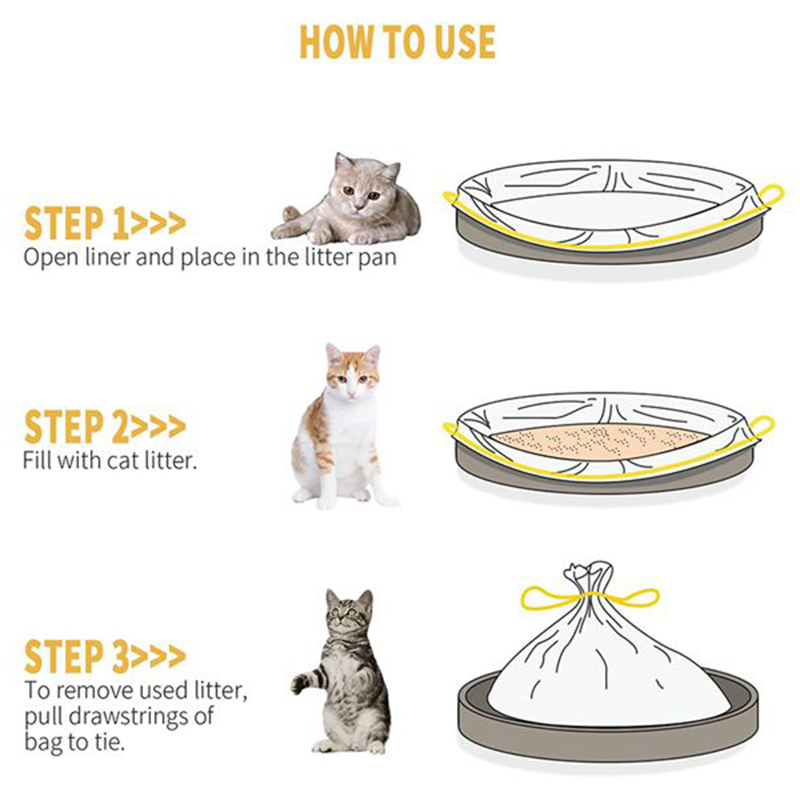 Cat Litter Box Liners, Extra Durable 21 Count Jumbo Drawstring Litter Pan Bags Pet Cat Supplies