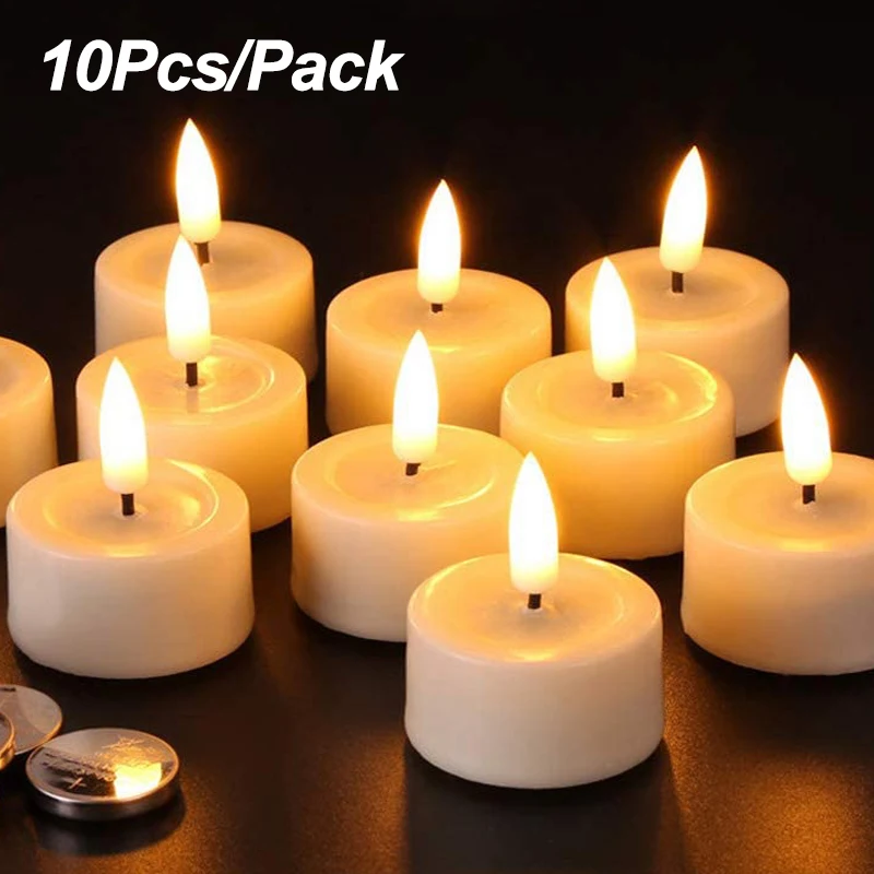 Piscando LED vela para decoração Home, bateria Powered chá luz, velas sem chama, jardim ao ar livre, aniversário, festa de casamento, 5 PCs, 10PCs