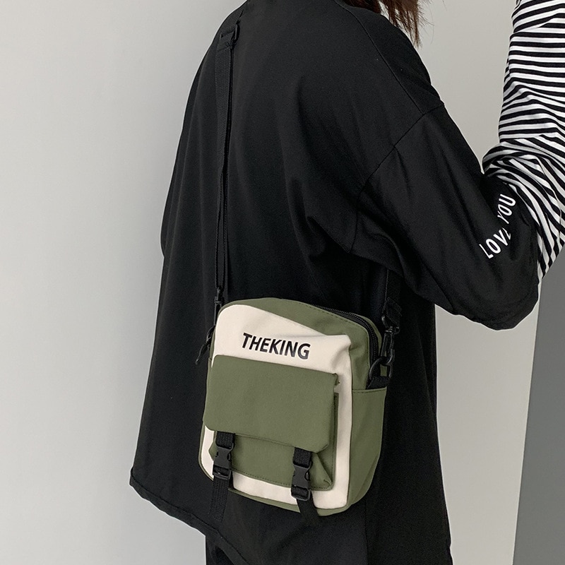 Canvas Crossbody Bags for Women Korea Small Shoulder Bag Cute Girls Student Mini Messenger Bag Purse Phone Bag Handbag