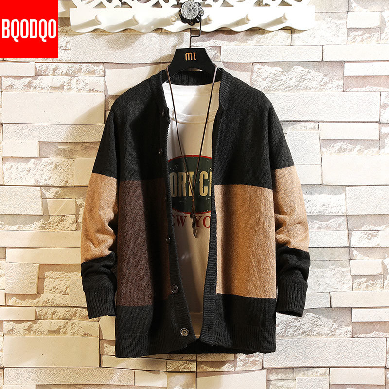 Cardigan genser menn høst vinter gensere plus size herre strikket svart koreansk stil hip hop casual genser