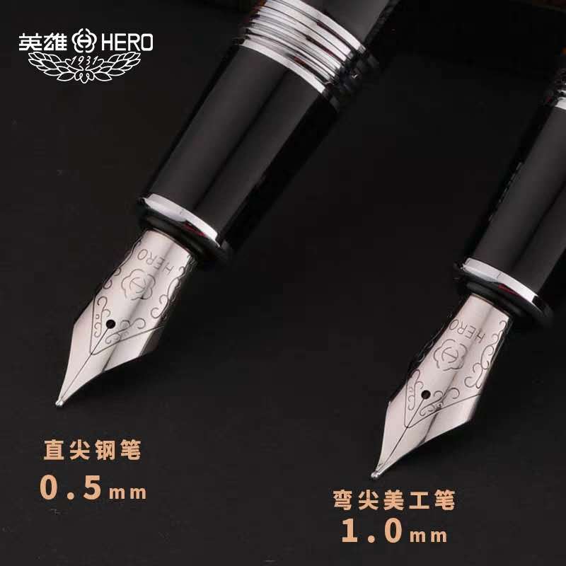 Hero 1060 Fountain Pen Metal Ink Pen Converter Filler Fine/Fude Nib Black Cap Stationery Office school supplies Business Writing