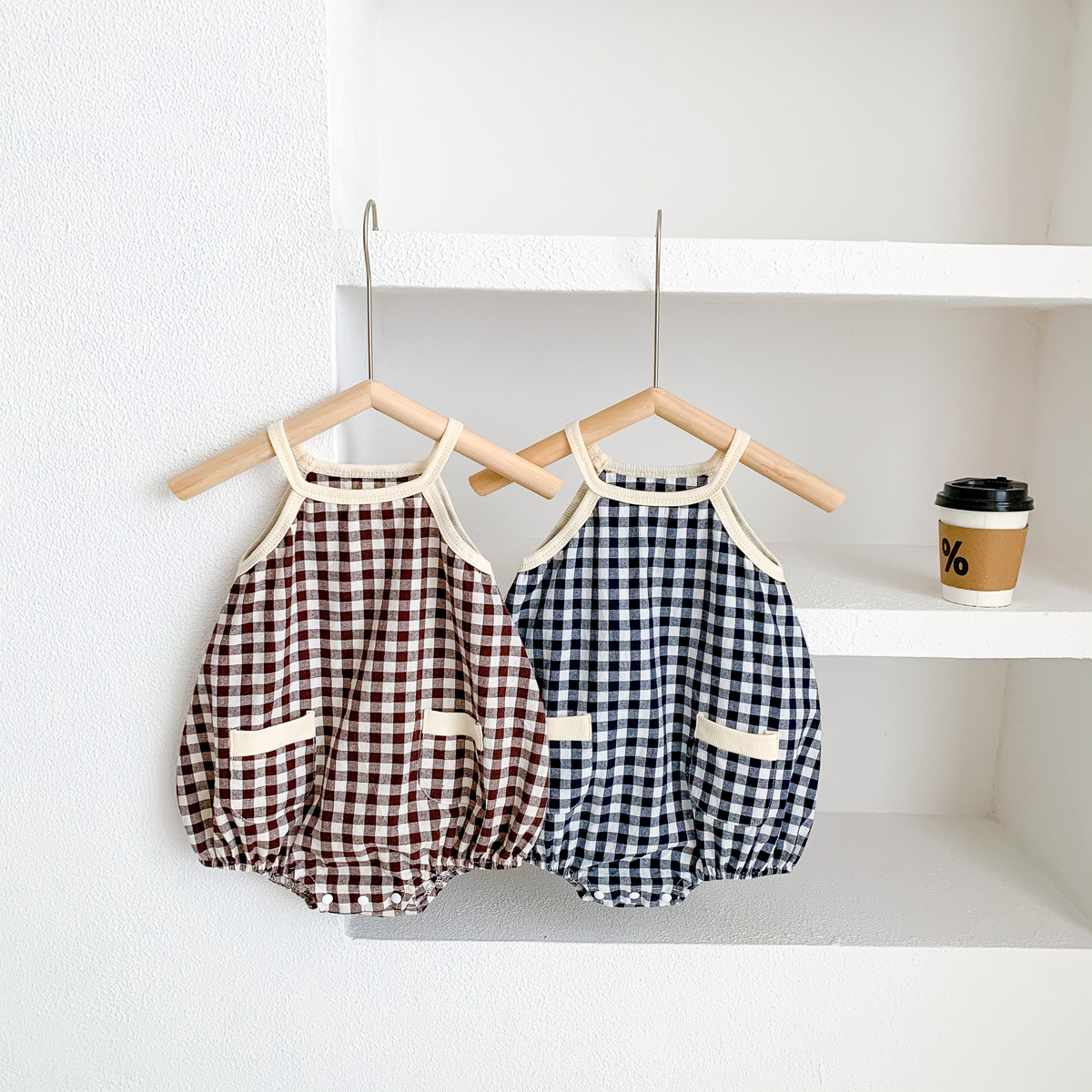 Pelele de verano para bebé para niña, mono sin mangas a cuadros a la para recién nacido, ropa para bebé, estilo informal y versátil de 0 a 2 años