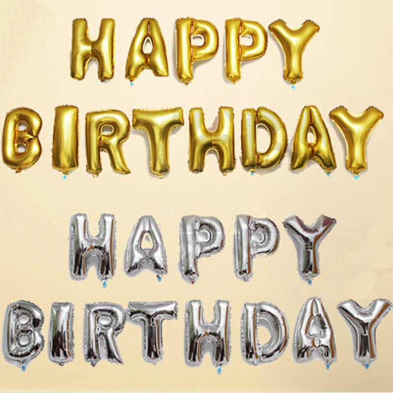 13pcs/set Cute HAPPY BIRTHDAY Alphabet Letters Balloons Party Decoration Engagement Aluminum Foil Membrane Ballons