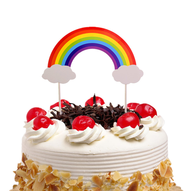 Rainbow Happy Birthday Cake Topper Flags Train With Bowtie Cartoon Animals For Birthday wedding Party Cake Baking Decor