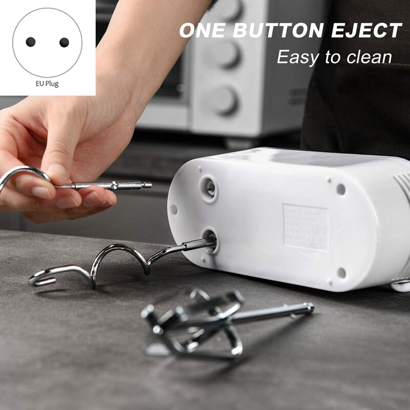 Handmixer Elektrische, 5-Speed Krachtige Turbo Elektrische Keuken Handheld Mixer Met 4 Roestvrij Staal Bijlagen