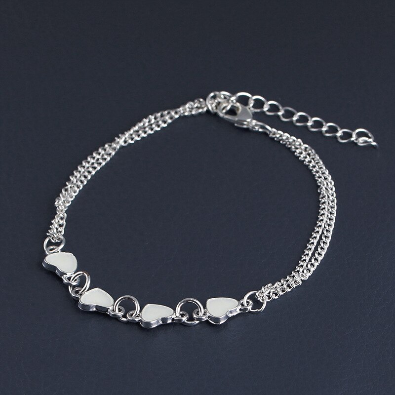 Vintage Lichtgevende Strand Enkelband Foot Chain Shell Hard Sieraden Charmante Glow In The Dark Hart Enkelbandje: LB065-1