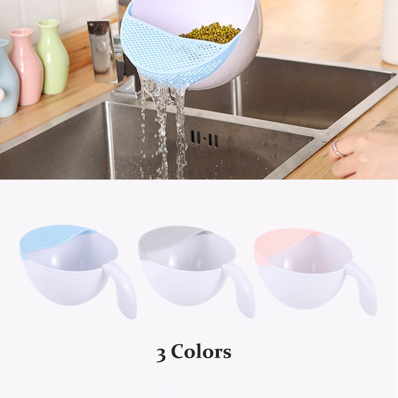 Kitchen Panning Basket ABS Anti-Slip Water Drainer Fruit Basket Wash Rice Sieve With Handle Kitchen Cleaning Tools 30*24*14cm