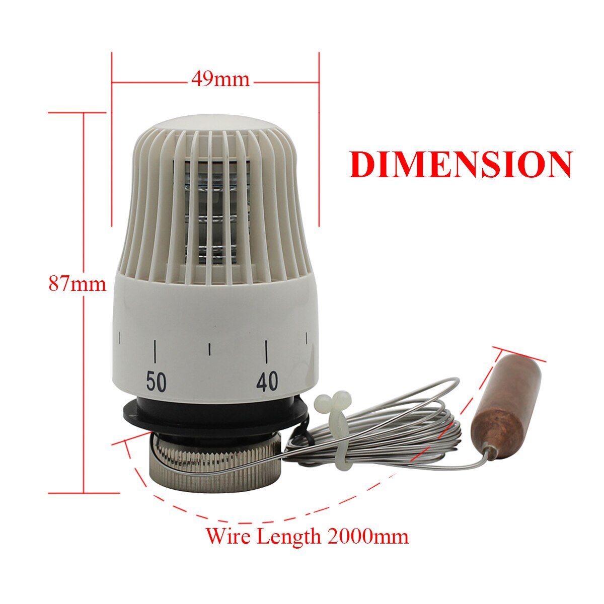 Tête d'actionneur de vanne de radiateur thermostatique avec sonde de capteur externe pour collecteur de chauffage rayonnant de radiateur m30x1.5mm