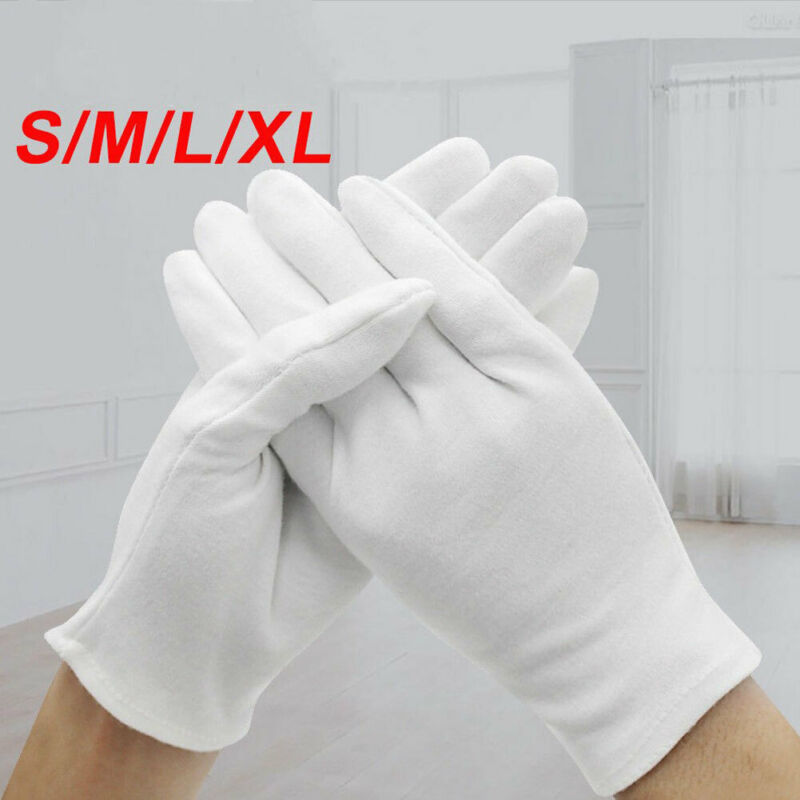 12 coppia Merci del Punto Bianco 100% Guanti di Cotone Guanti Da Lavoro Guanti Guanti Gioielli di Controllo Leggero/sconvolto S M L XL