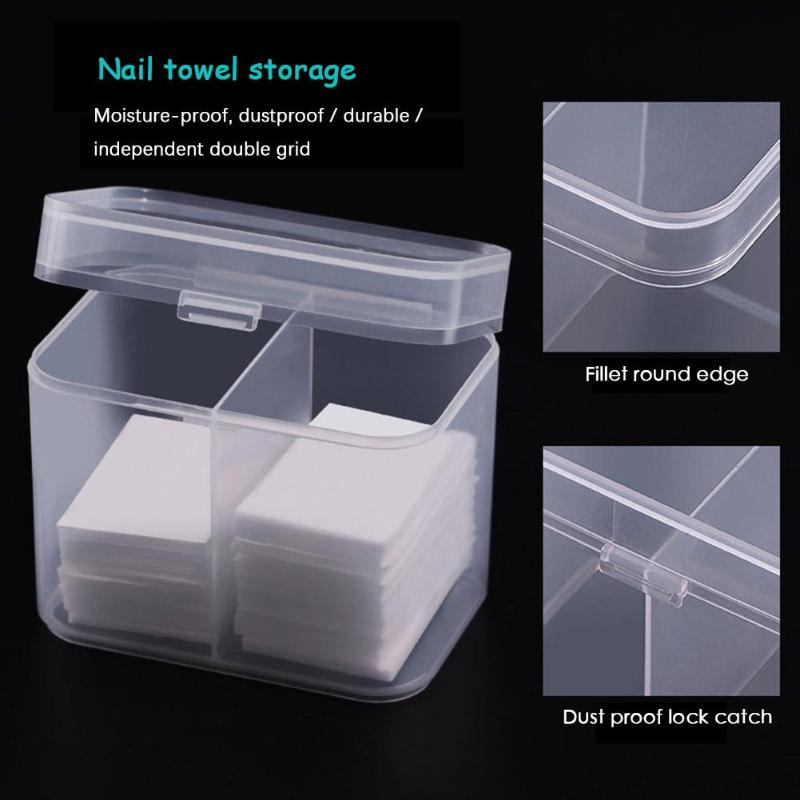 2 Grids Transparent Plastic Cotton Swab Storage Box PP Moisture-proof Strong Durable Nail Towel Holder Organizer 10.6X6.97X9.1cm