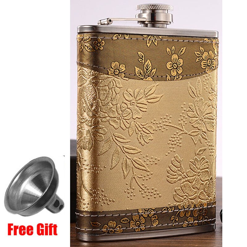 8 oz Stainless Steel Hip Flask set with Funnel 2 Wine Cups Groomsmen Luxury Men set Wisky Bottle for Alcohol Leather Flask