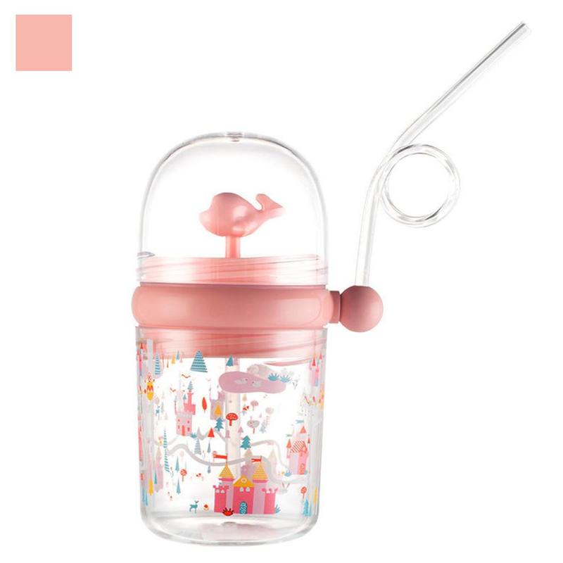 250 Ml Kinderen Grappig Whale Water Spray Drinkbeker Cartoon Zuigflessen Met Rietjes Draagbare Kinderen Cups Drinkware Cup: Pink