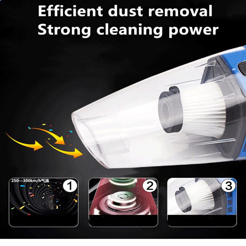 Aspiradora portátil para coche, 120W, 12V, Mini aspiradora de mano, supersucción, Cable de 5m, uso Dual en seco y mojado