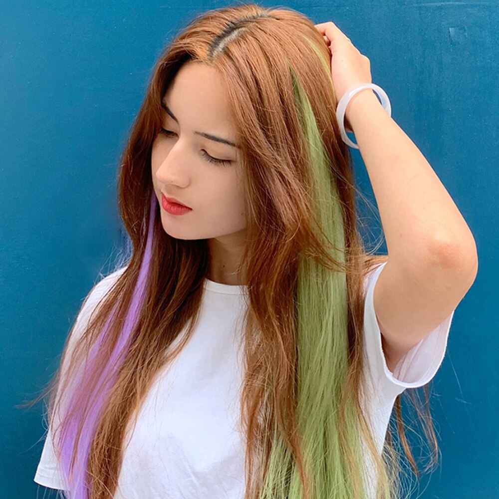 Xg color strip extension 22 tommer clip in hair extensions lange lige ombre frisurer 8 farver tilgængelige til kvinder hovedbeklædning