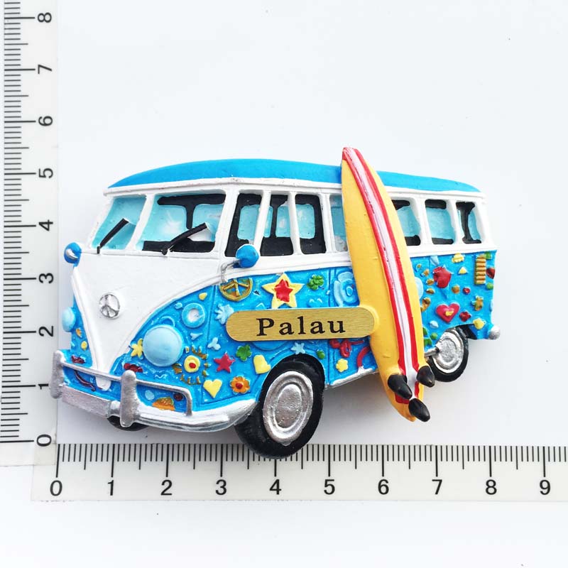 Palau Fridge Magnets Tourist Souvenirs 3D Stereo Tropical Lionfish Sea Turtle Magnetic Refrigerator Stickers Decoration: bus 1