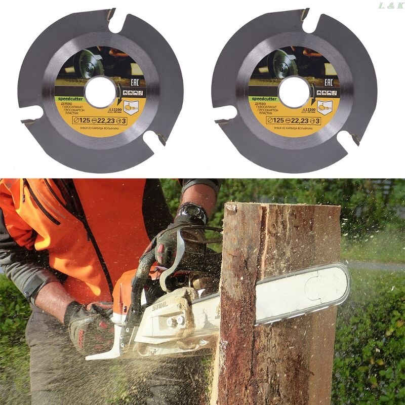 Woodworking Blade for Angle Grinder Disc for Wood Carving Cutting Shaping with 3 Teeth 7/8'' Arbor 5 Inch 125mm