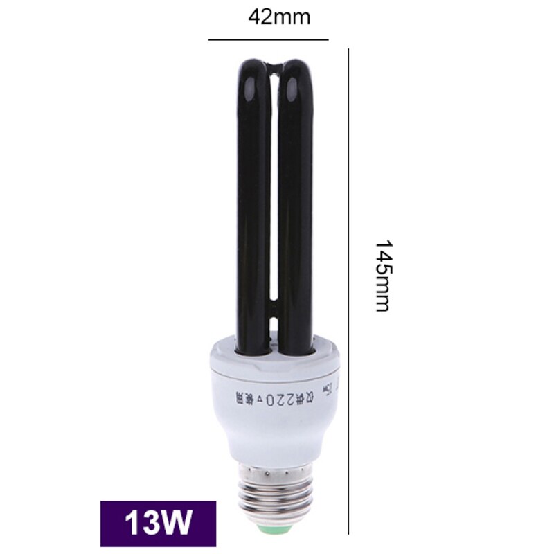 Bombillas UV negras de 13W-40W, luz ultravioleta E27, 220V, 12V, espiral BLB CFL, lámpara insecticida, luz fluorescente: Straight 13W / 220V