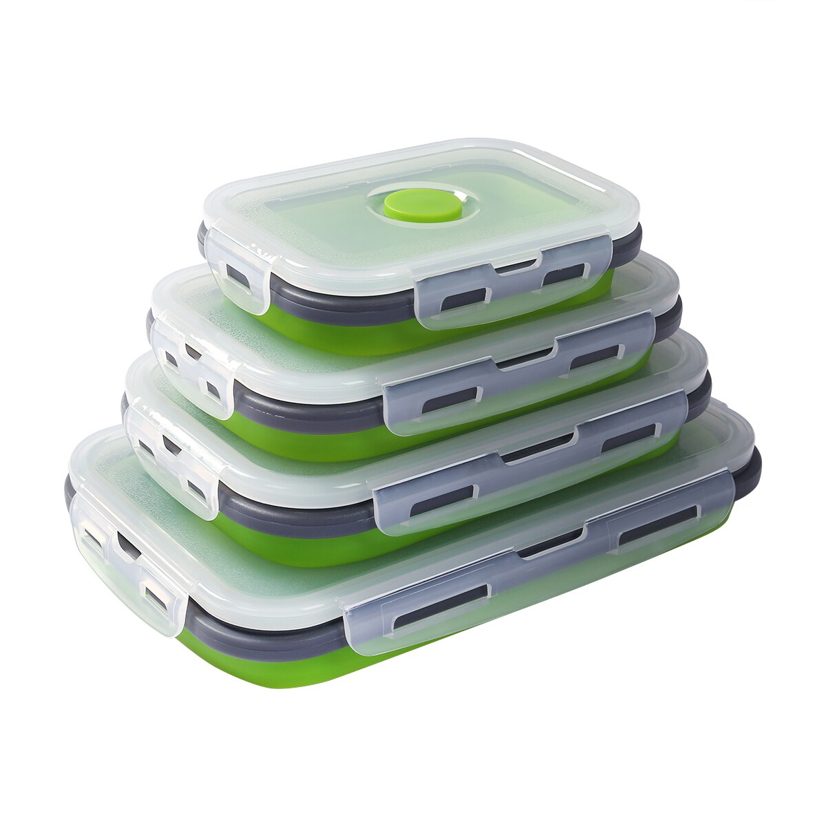 4 Stuks Set Opvouwbare Siliconen Voedsel Lunchbox Fruitsalade Opslag Voedsel Doos Container Servies Gunstig Lunchbox: green