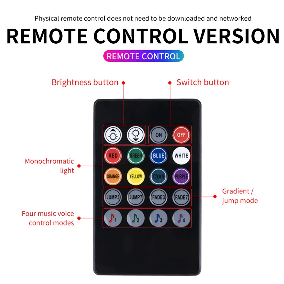 Luces ambientales universales RGB para coche, tira de luces LED, lámparas de ambiente Interior, 8 colores, decorativas, todoterreno, 4x4, SUV, accesorios para automóviles