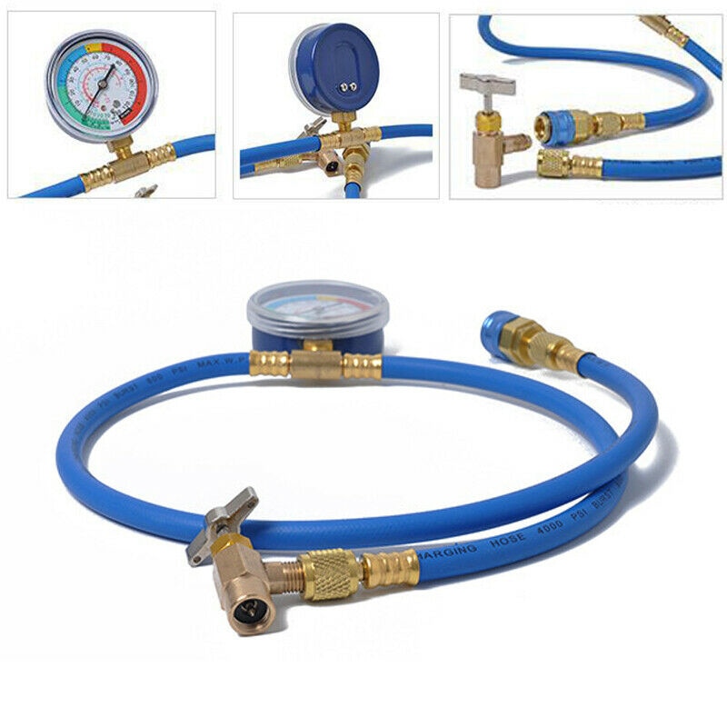 Car Air Conditioning Repair Tool R134a Air Conditioner Fluoride Tube Quick Release Refrigerant Connector Pressure Gauge