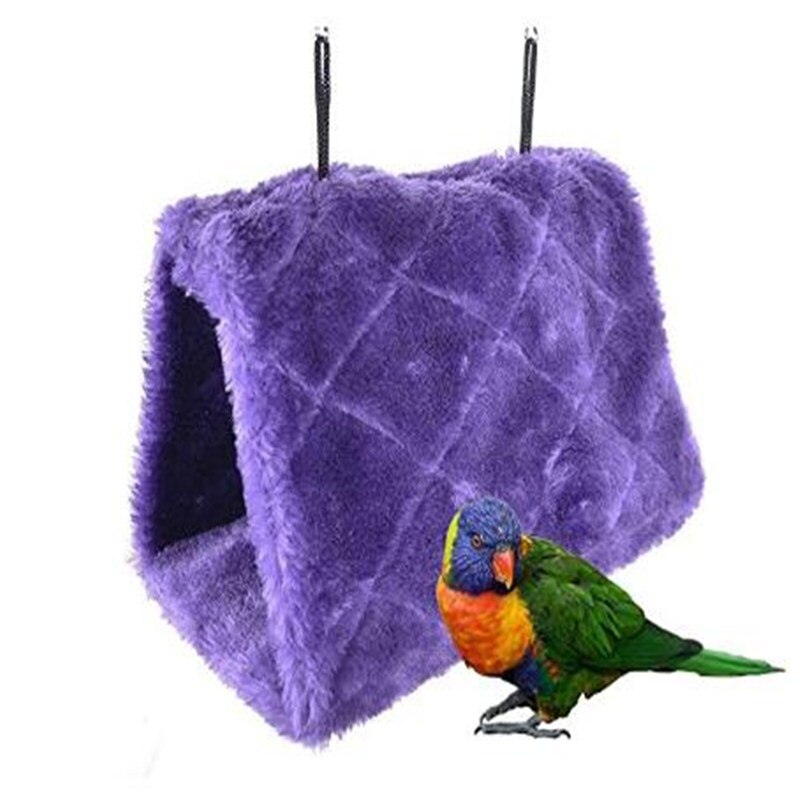 Winter Slaap Papegaai Nest Huisdier Vogel Pad Stapelbed Papegaai Parkiet Budgie Warm Hangmat Kooi Hut Tent Bed Opknoping Cave Pluche dier Kooi: Purple M
