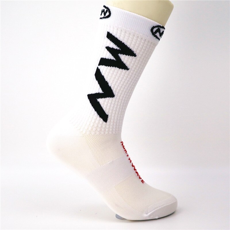 Coolmax nylon åndbar cykel cykling ridning sports sokker klatring vandreture tennis sokker mænd sokker: Hvid