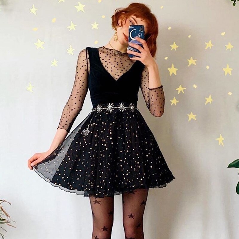 InDoit Gothic Vintage Sun Waist Chain Belt Women Streetwear Punk Metal Chain Belt Harajuku Gothic Accessories Silver Color Belt