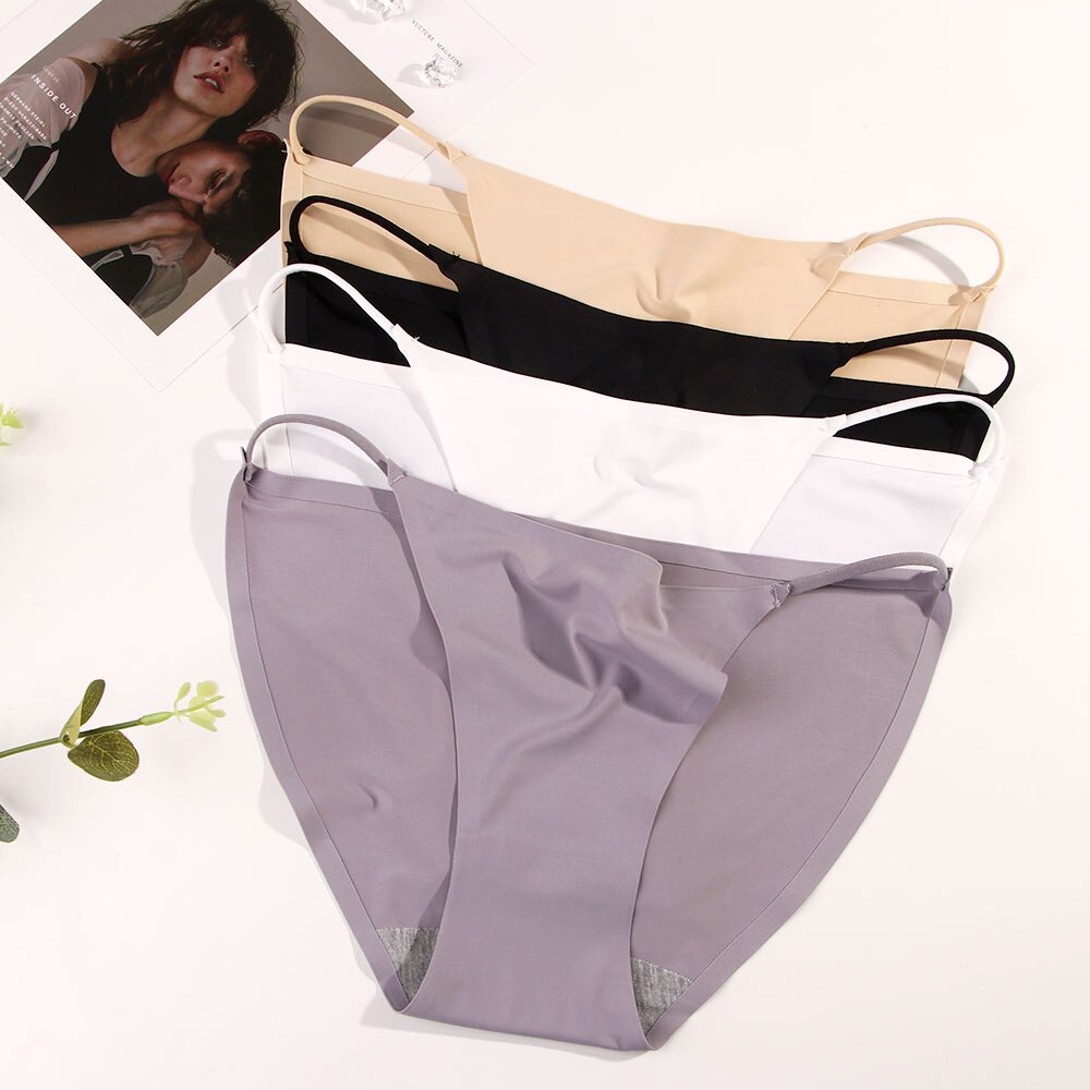 1 Pcs Women Thong Briefs Transparent Sexy Low-waist Ultra-thin Breathable Ice Silk Panties Ladies Seamless Underwear