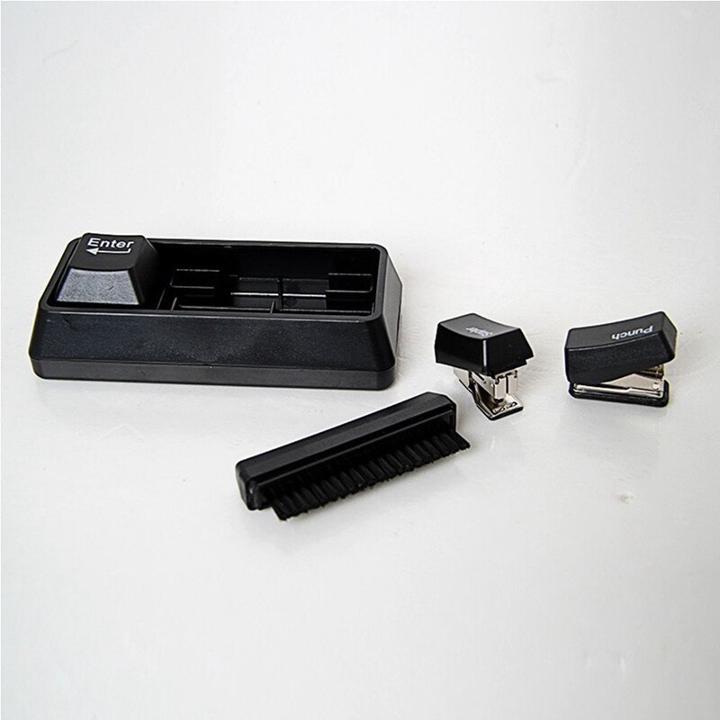 Novelty Keyboard Stationary Set As Office Stationary Supplies , Stapler / Puncher / Keyboard Brush / Clip Adsorption