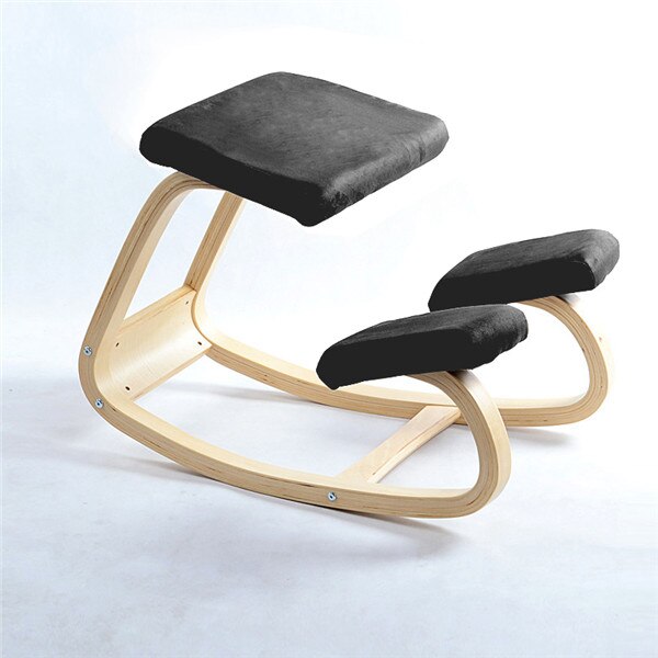 Original Ergonomic Kneeling Chair Stool Home Office Furniture Ergonomic Rocking Wooden Kneeling Computer Posture Chair: Black Color