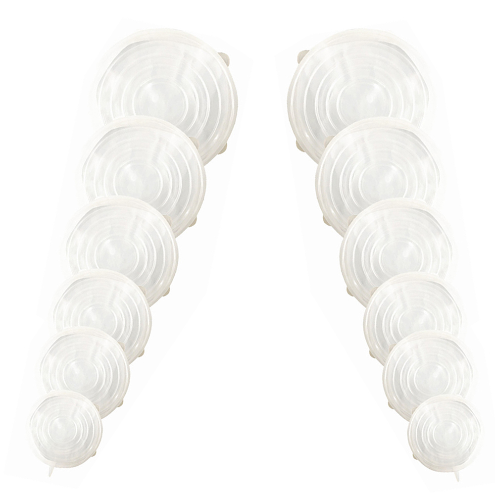 12 stuks elastische siliconen deksels voor kommen, herbruikbare koelkastbekers voor salades, potdeksels voor keukenaccessoires: 12 stuks wit