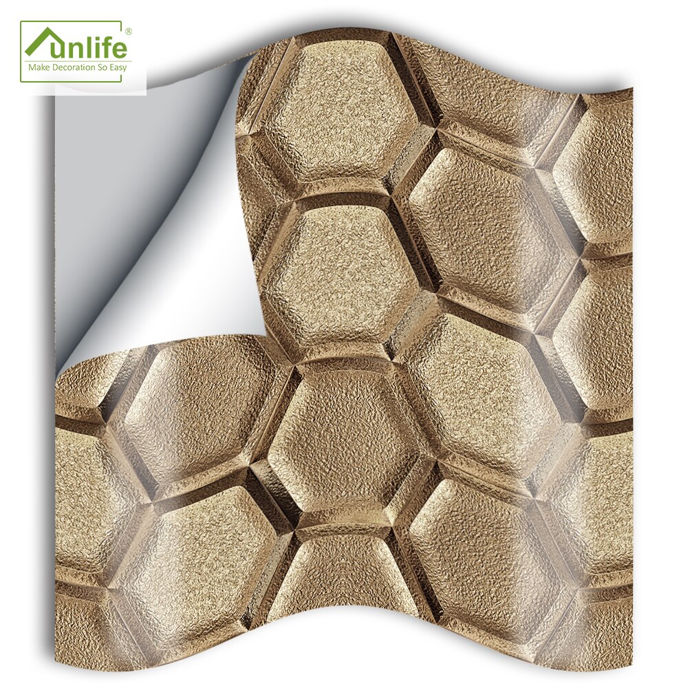 Funlife 10/15cmx25pcs hexagon PVC Waterproof Self adhesive Wall Sticker Tile Sticker For Kitchen Bathroom Furniture SJ020-SJ023