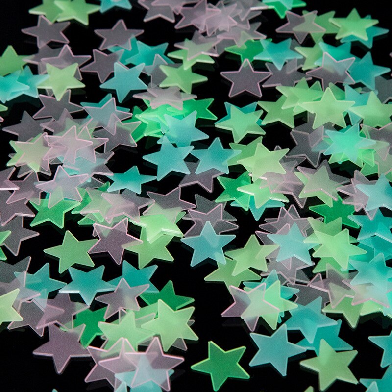 100pcs/Bag 3D Stars Glow In The Dark Stickers Luminous Fluorescent Stickers Toys For Children Party Room Bedroom Ceiling Decor