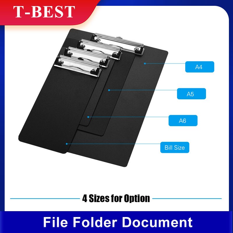 Plastic Bill Style Clipboard Metal Clip Writing Pad File Folder Document Holder with Hanging Loop Stationery Supply