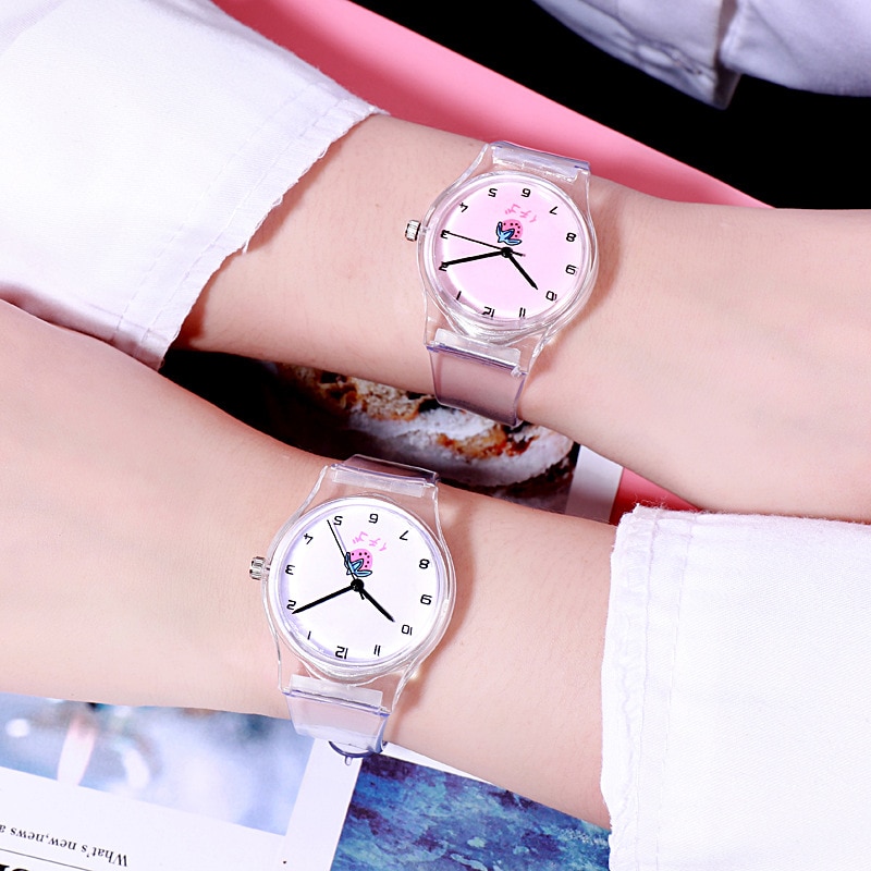 Children's Cartoon Watch Baby Hour Safety Silicone Watchband Kids Clock Waterproof Boy Transparent School Student XX3081