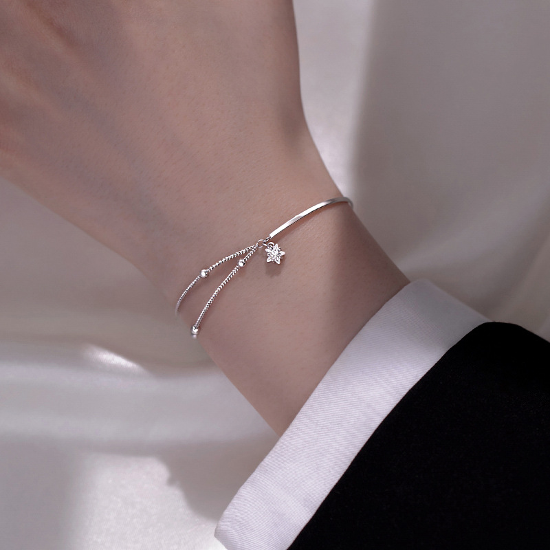 Nueva pulsera de estrella de Plata de Ley 925 a la , accesorios de temperamento simples, de de cumpleaños para joyería fina para mujer