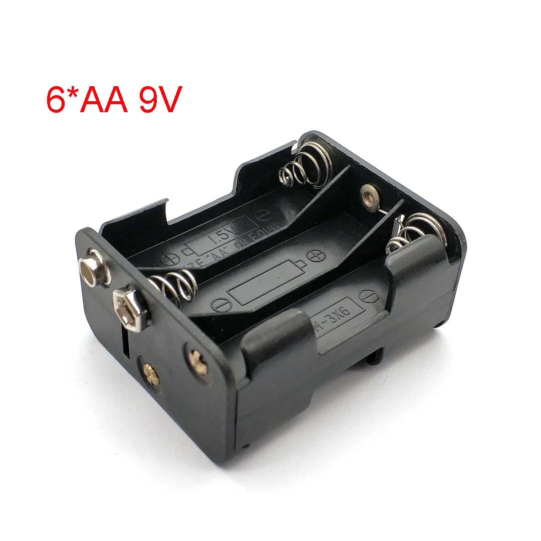 AA Battery Holder AA Battery Box with 9V Buckle 2 4 6 8 Slot AA Battery Case Series Connection DIY 3V 6V 9V 12V: green
