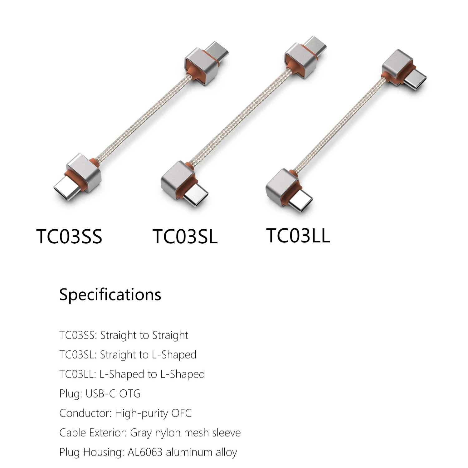 ddHiFi TC03SS/TC03SL/TC03LL USB OTG Audio Decoding Cable, Flexible Use for Smartphones, L/Straight Connector Options, 8cm