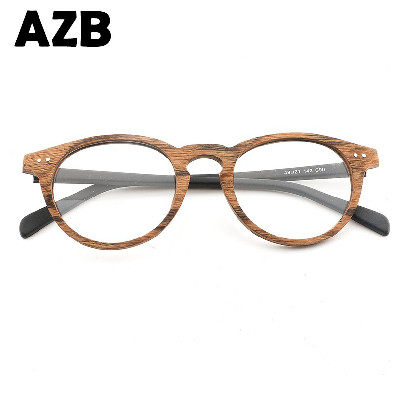Azb vintage klare briller cat eye træbriller ramme mænd kvinder gennemsigtige linsebriller træ optiske brillerammer  hb030