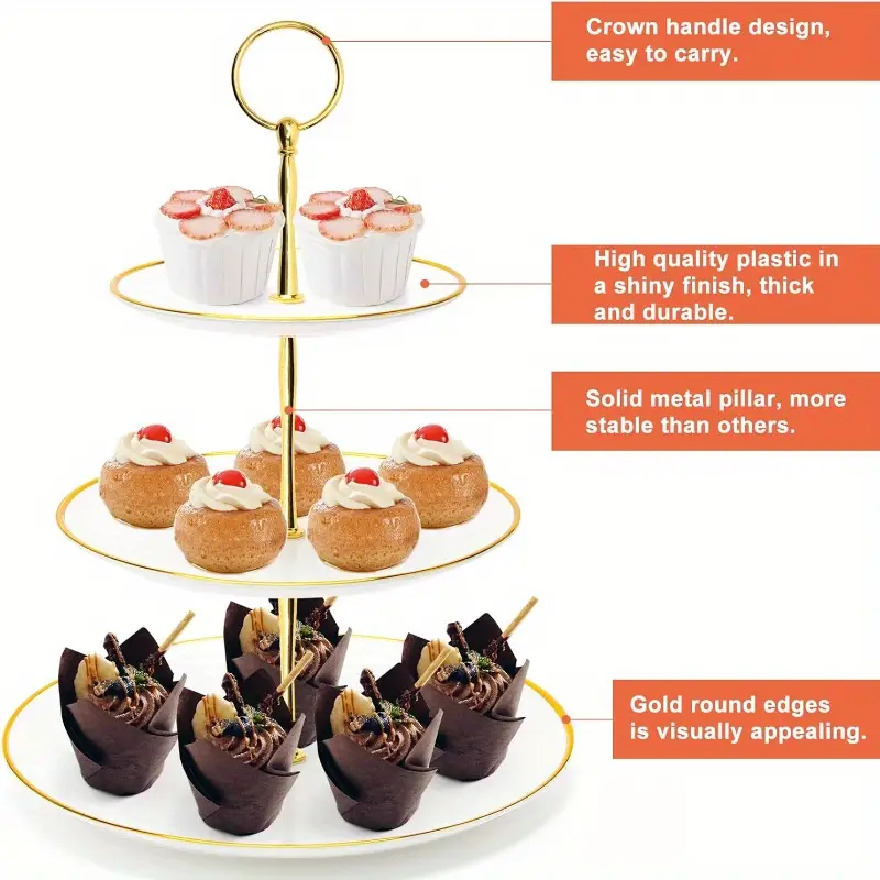 3-laags rond rek dessertbord taart displaystandaard fruitschaal lade verjaardagsfeestje dessert bruiloft drielaags taarttelling