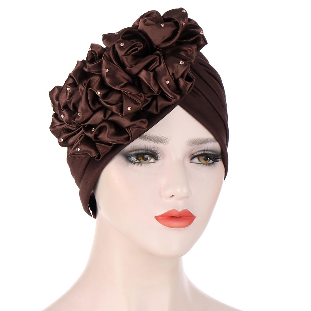 Grote Bloemen Tulbanden Voor Vrouwen Stretchy Hoofddoek Motorkap Moslim Head Wrap Cap Dames Beanie Hoed Haaraccessoires Chemo Caps